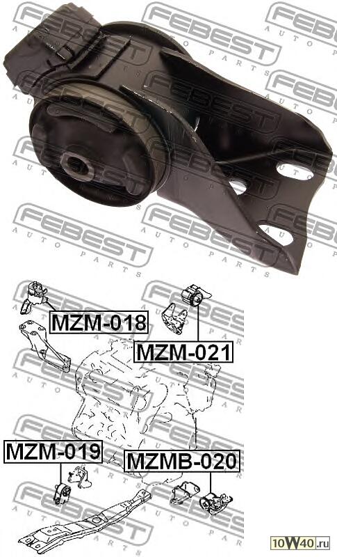 подушка двигателя задняя (mazda mpv lw 1999-2006) febest