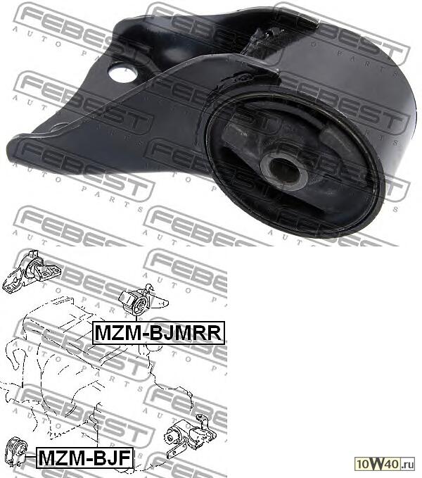 подушка двигателя задняя mt (mazda 323 bj 1998-2004) febest