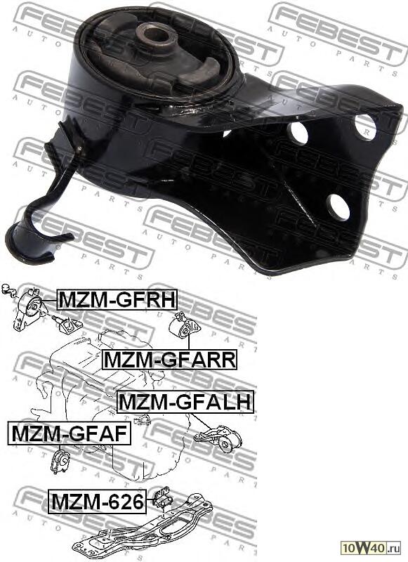 подушка двигателя задняя at (mazda 626 gf 1997-2002) febest