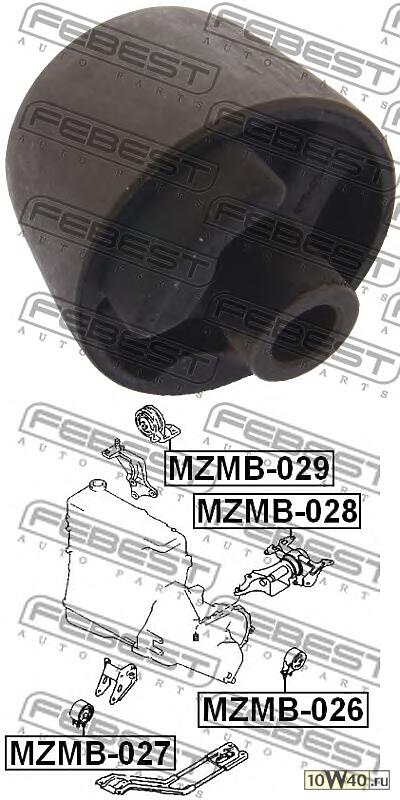 сайленблок задней подушки двигателя (mazda 323 bg 1989-1994) febest