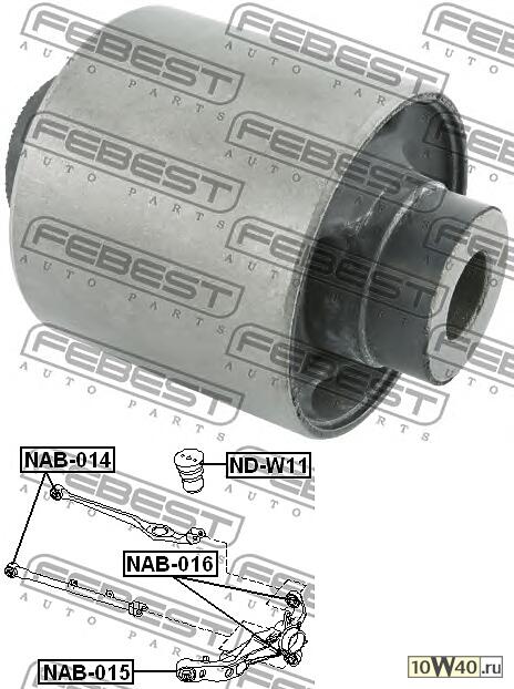 сайленблок заднего рычага (nissan ad van / wingroad y11 1999-2004) febest