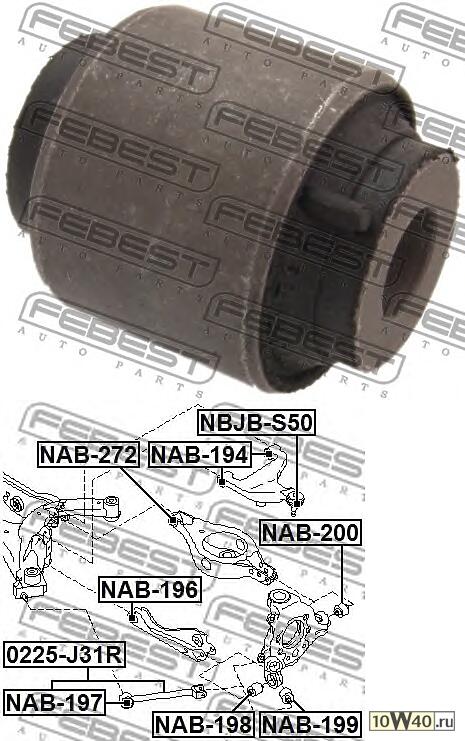 сайлентблок наружного попер.заднего рычага задней подвески\ nissan murano z50 / quest v42