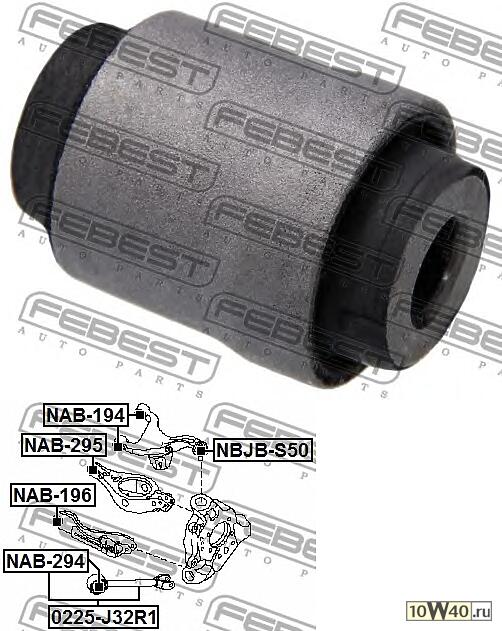 сайленблок задней подвески (nissan murano z51 2007-) febest