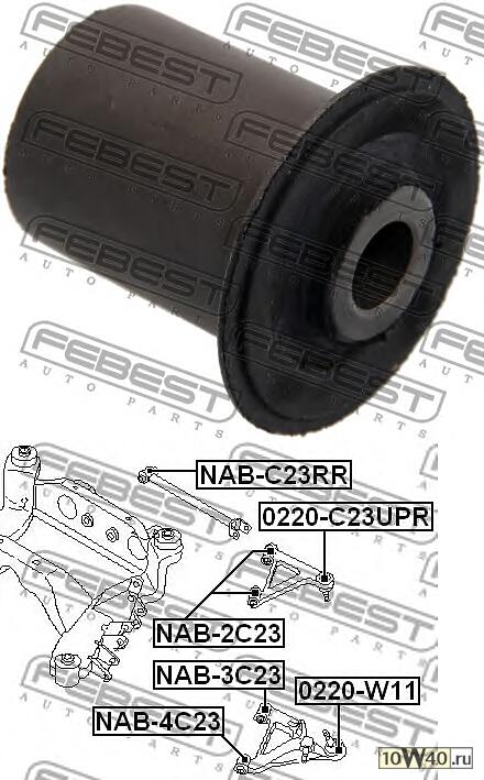 сайленблок заднего верхнего рычага (nissan serena c23 1991-1999) febest