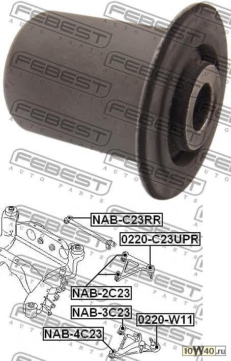 сайленблок заднего нижнего рычага (nissan serena c23 1991-1999) febest