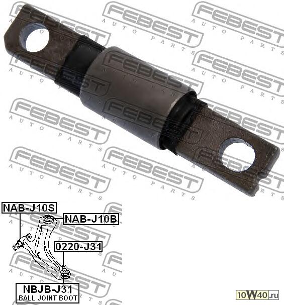 сайленблок передний переднего рычага (nissan qashqai j10f 2006-) febest