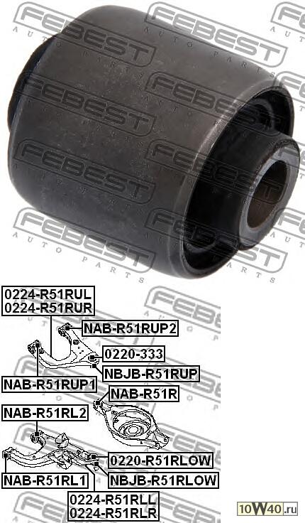 Сайлентблок задн рычага NISSAN PATHFINDER R51M 2005-2013 NAB-R51R