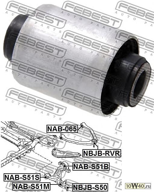 Сайлентблок нижн рычага передний INFINITI M35/45 (04-10), QX70/FX (S51) 2008- NAB-S51S