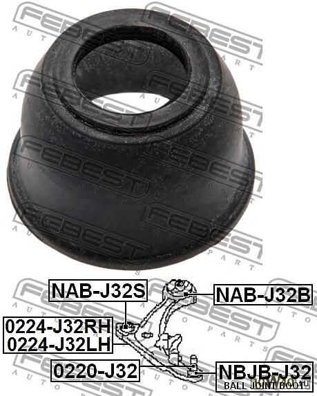 пыльник опоры шаровой нижнего рычага (nissan teana j32 2008-) febest