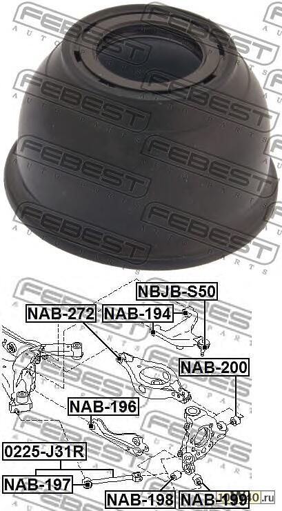 пыльник опоры шаровой (nissan murano z50 2002-2007) febest
