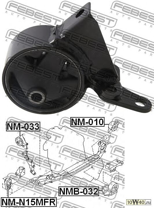 подушка двигателя правая (nissan sunny b14 / almera n15 1995-2000) febest