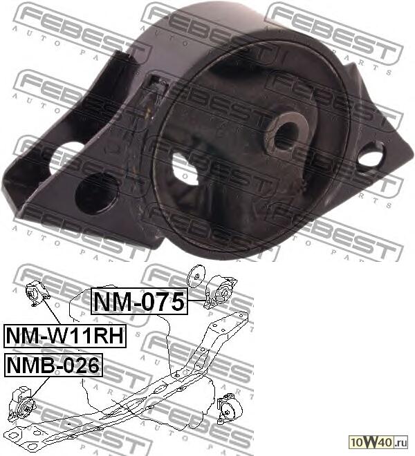 подушка двигателя задняя at (nissan primera p11 1996-2001) febest