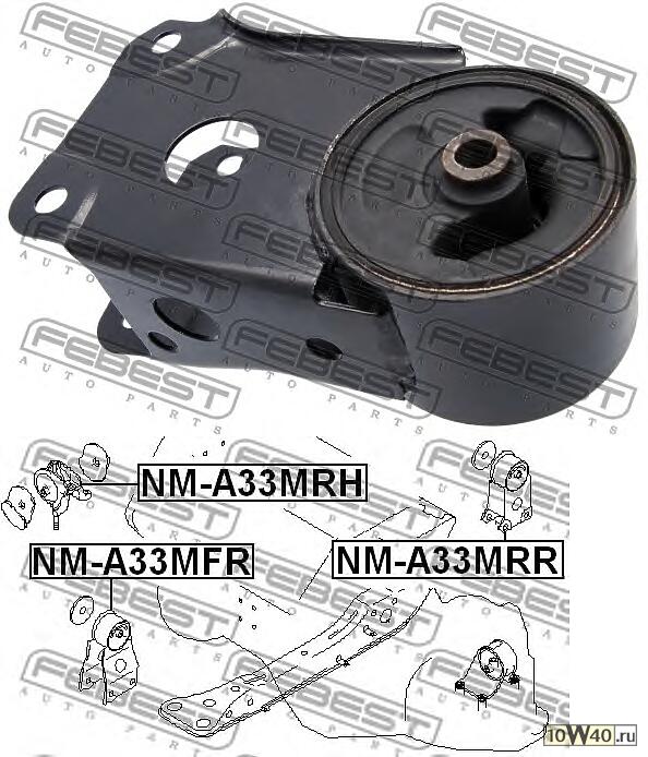 подушка двигателя задняя (nissan maxima / cefiro a33 1998-2006) febest