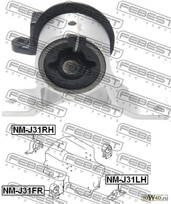 подушка двигателя правая (nissan murano z50 2002-2007) febest