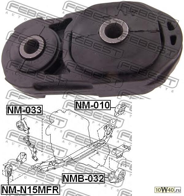 подушка двигателя передняя mt (nissan sunny b14 / almera n15 1995-2000) febest