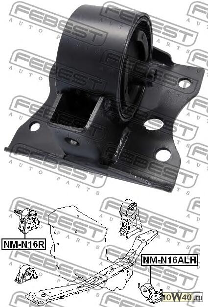 подушка двигателя левая at (nissan primera p12 2001-2007) febest