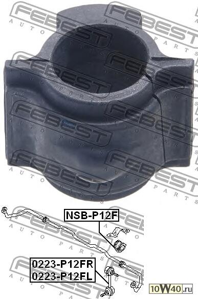 втулка переднего стабилизатора d25 (nissan primera p12 2001-2007) febest