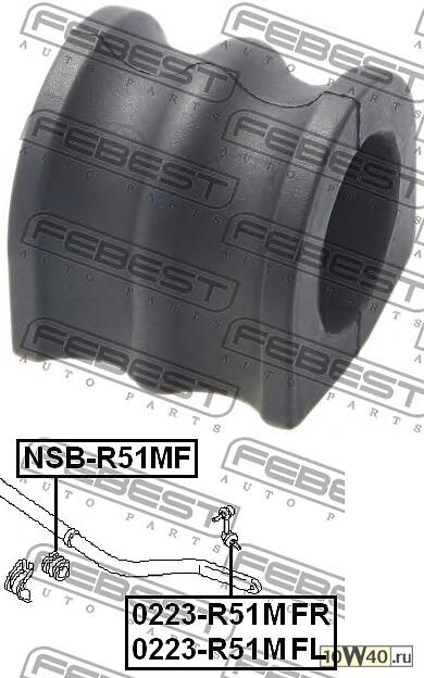втулка переднего стабилизатора d34 (nissan pathfinder r51m 2005-) febest