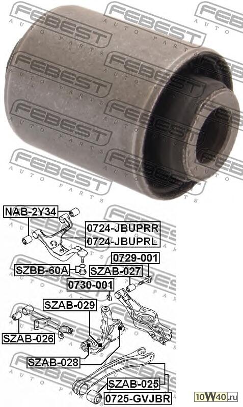 сайленблок заднего поперечного рычага (suzuki grand vitara / escudo jb416 / jb420 / jb627 2006-) febest