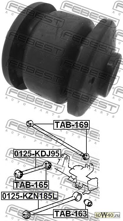 сайленблок заднего продольного рычага (toyota land cruiser prado 90 1996-2002) febest