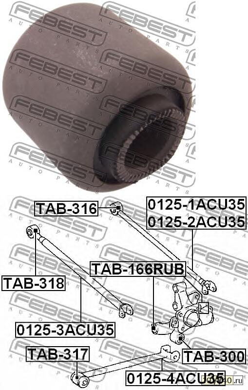 сайленблок задней цапфы (toyota kluger l / V acu25 / mcu25 4wd 2000-2007) febest