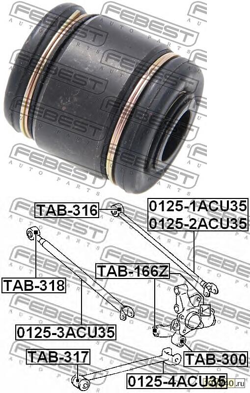сайленблок задней цапфы плавающий (toyota kluger l / V acu25 / mcu25 4wd 2000-2007) febest