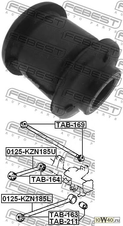 сайленблок заднего поперечного рычага (toyota land cruiser prado 90 1996-2002) febest