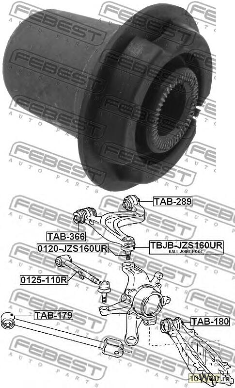 сайленблок заднего поперечного рычага (toyota aristo jzs160 / jzs161 1997-2004) febest