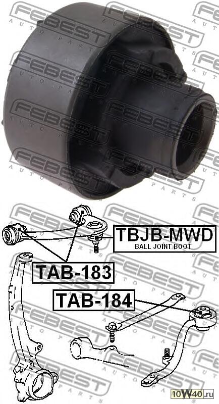 сайленблок косого рычага (toyota crown / crown majesta uzs155 / jzs153 / jzs157 4wd 1995-2001) febest