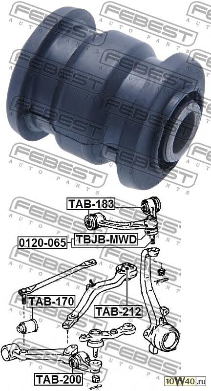 сайлентблок переднего нижнего рычага toyota crown / crown majesta gs151 jzs15 ls151 uzs15 1995.08-20