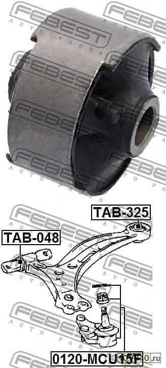 сайленблок задний переднего рычага (toyota harrier acu15 / sxu15 / mcu15 4wd 1997-2003) febest