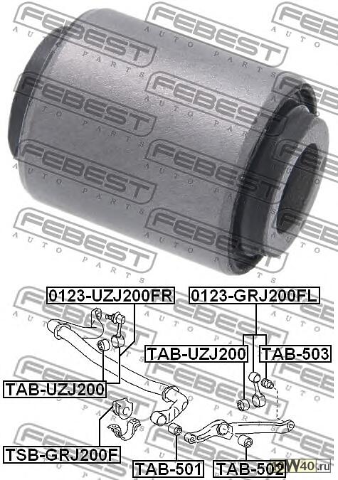 Сайлентблок передн стабилизатора TOYOTA LAND CRUISER 200 2007- TAB-501