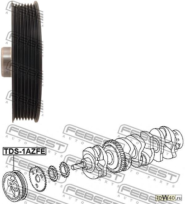 шкив коленвала 1azfe / 2azfe (toyota camry acv3 / mcv3 2001-2006) febest