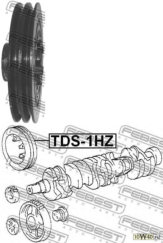 шкив коленвала 1hz / 1hzt / 1hdt (toyota land cruiser 80 fzj80 / hdj81 / hzj80 1990-2001) febest