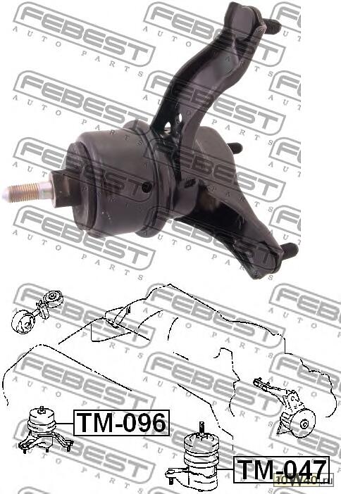 подушка двигателя правая (toyota kluger l / V acu25 / mcu25 4wd 2000-2007) febest