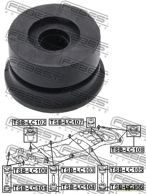 подушка подрамника toyota land cruiser 100 hdj101 / uzj100 1998-2007