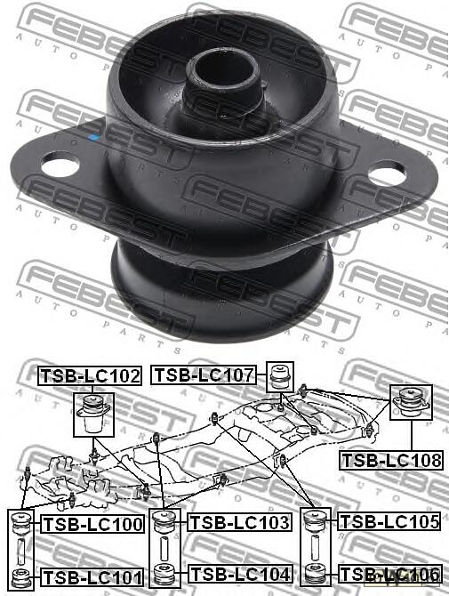 подушка подрамника (toyota land cruiser 100 hdj101 / uzj100 1998-2007) febest