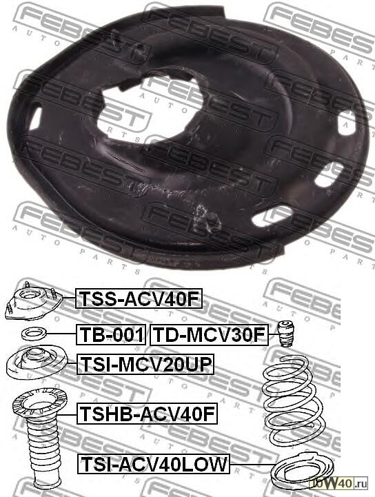 проставка пружины нижняя (toyota camry acv3 / mcv3 2001-2006) febest