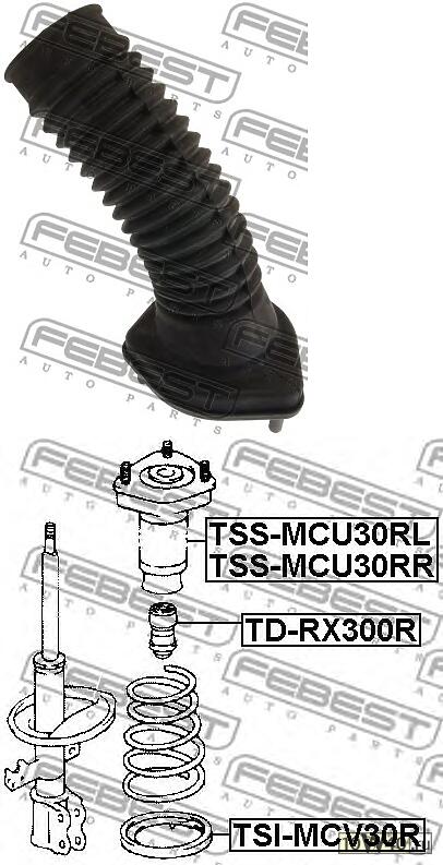 опора заднего амортизатора левая (toyota kluger l / V acu25 / mcu25 4wd 2000-2007) febest