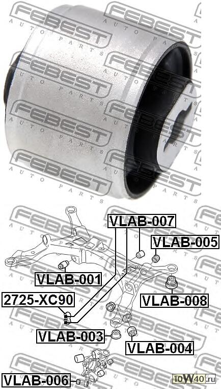 сайленблок задней балки (volvo s60 I 2002-2009) febest