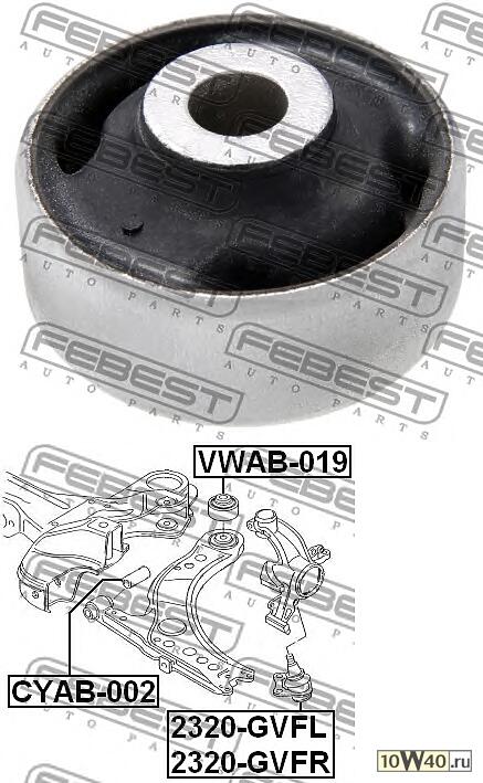 сайленблок задний переднего рычага (volkswagen golf V (1k1) 2003-2008) febest