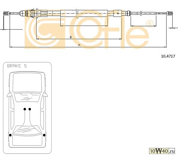 Трос стояночного тормоза Citroen C2 лев/прав диски 03>