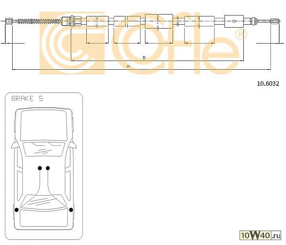 Трос стояночного тормоза лев задн PEUGEOT 306 all Berl/Break (барабанные тормоза) 08211>> 92-
