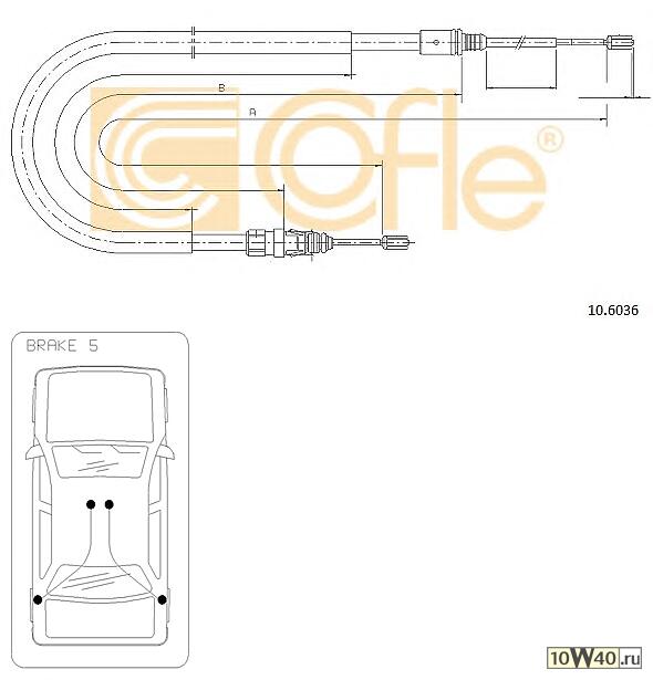 Трос стояночного тормоза PEUGEOT: 207 06- BR/DISC 1905/1113 mm