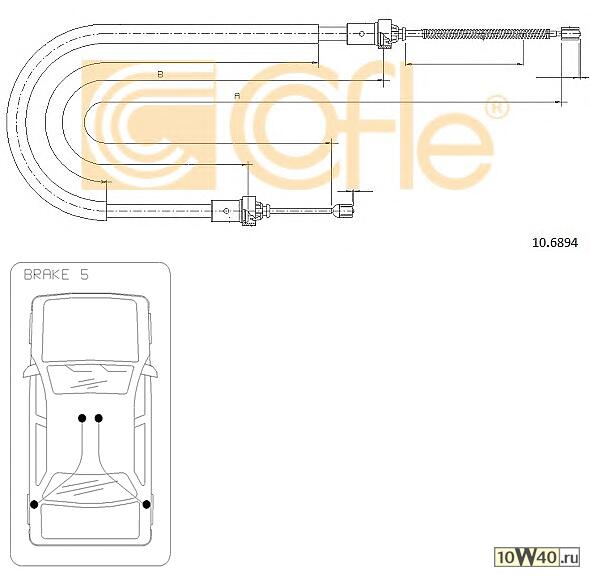 Трос стояночного тормоза задн DACIA DUSTER all (барабанные тормоза) 10-