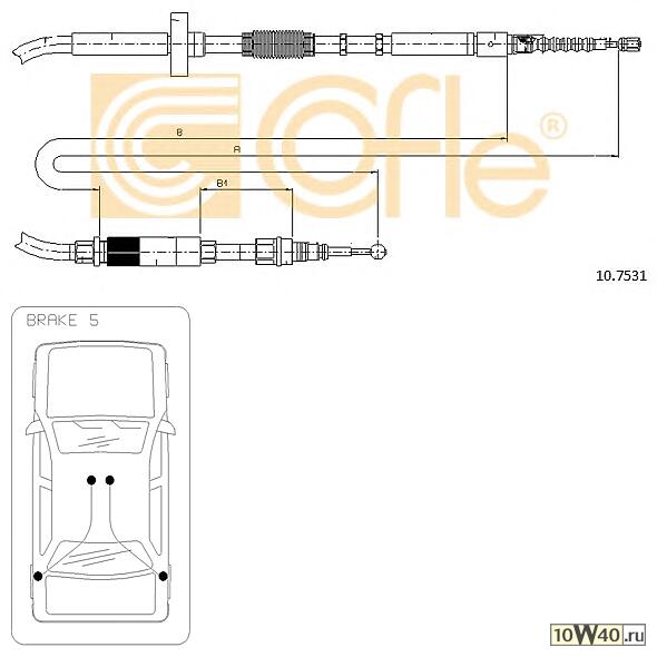 Трос ручн.тормоза Audi A4 все 95- COFLE 10.7531