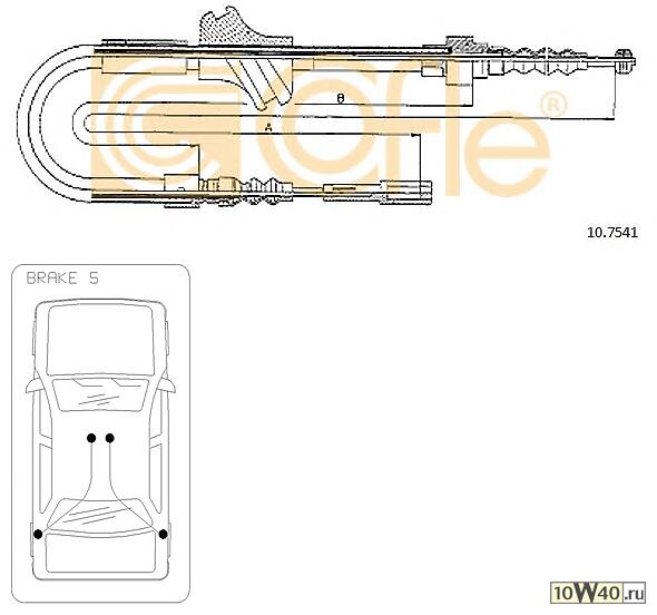 Трос стояночного тормоза AUDI 80 B3 88>91 диски левый