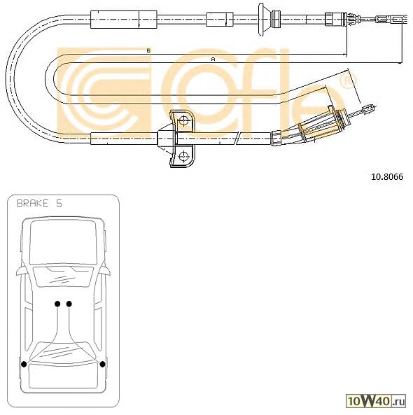 Трос стояночного тормоза VOLVO S70/V70 01>лев/прав