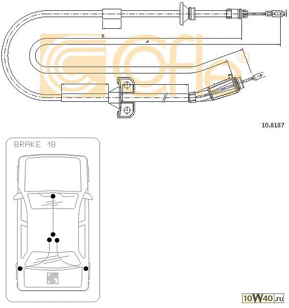 Трос стояночного тормоза прав задн VOLVO XC70 all-XC90 all 03-