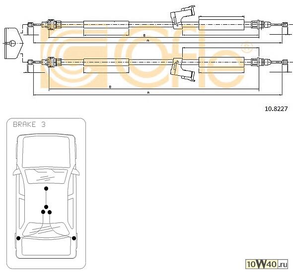 Трос стояночного тормоза задн VOLVO S40 all 08/05-